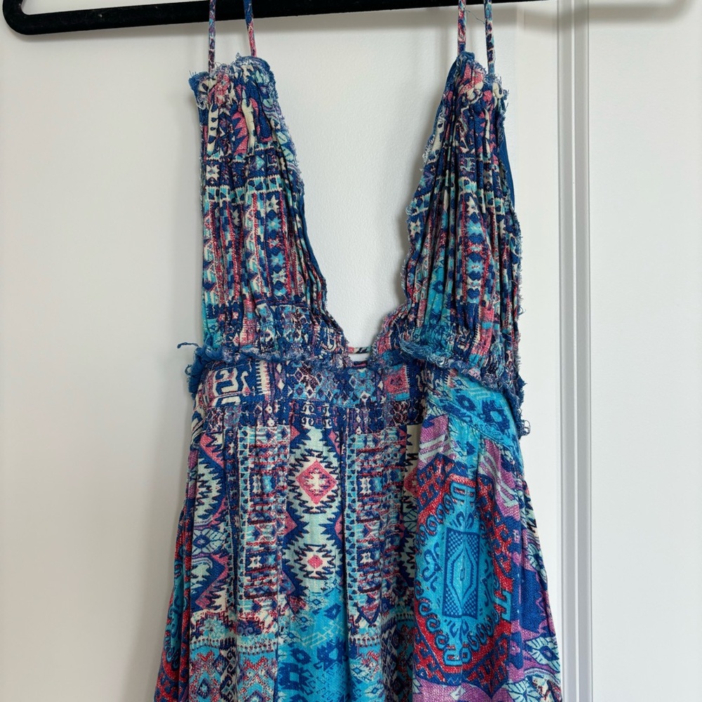 Blue Patterned Maxi Dress - Picture 2 of 8
